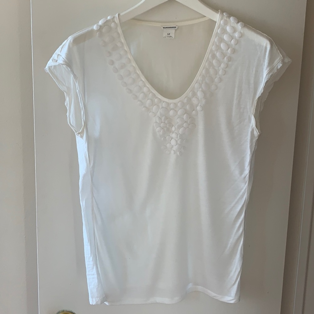 Club Monaco White Embellished Blouse